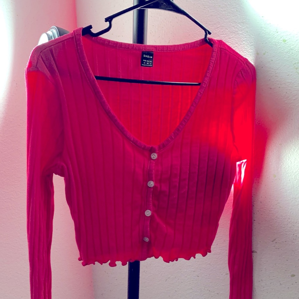 Hot pink button crop top